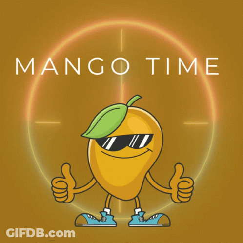 A Cartoon Of A Mango Giving A Thumbs Up With The Words Mango Time Below It GIF