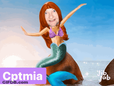A Cartoon Of A Mermaid With The Word Cptmia On The Bottom GIF