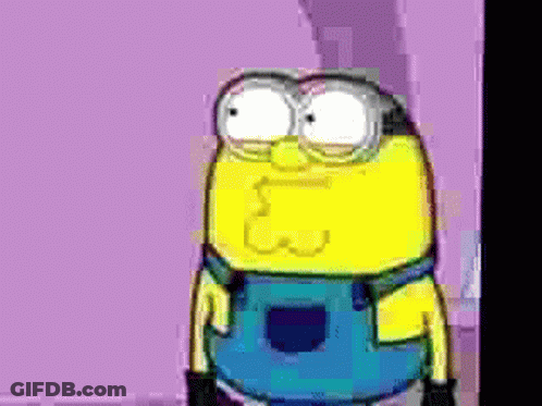 A Cartoon Of A Minion Wearing Overalls And Goggles . GIF