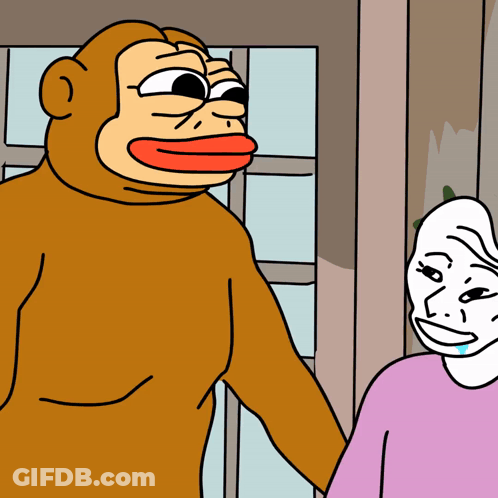 A Cartoon Of A Monkey And A White Face GIF