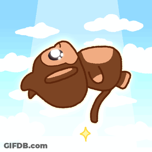 A Cartoon Of A Monkey Flying Through The Air With A Gold Star On Its Tail GIF