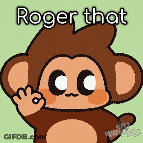 A Cartoon Of A Monkey Giving An Okay Sign With The Words Roger That Above Him GIF