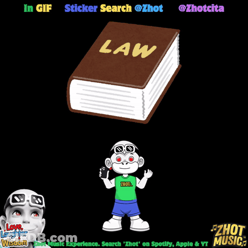 A Cartoon Of A Monkey Holding A Cell Phone Next To A Book That Says Law GIF