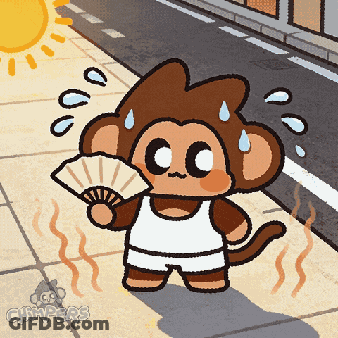 A Cartoon Of A Monkey Holding A Fan With The Word Chimpers On The Bottom GIF