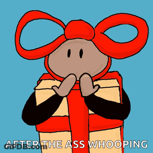 A Cartoon Of A Monkey Holding A Gift Box With The Words After The Ass Whooping Below It GIF