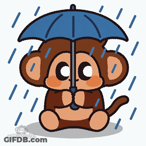 A Cartoon Of A Monkey Holding An Umbrella In The Rain By Chimpers GIF
