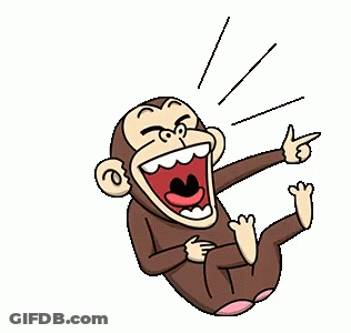 A Cartoon Of A Monkey Laughing And Pointing At Something . GIF