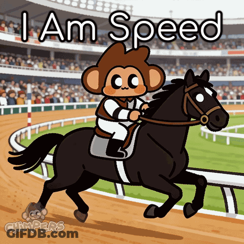 A Cartoon Of A Monkey Riding A Horse With The Words I Am Speed Above It GIF