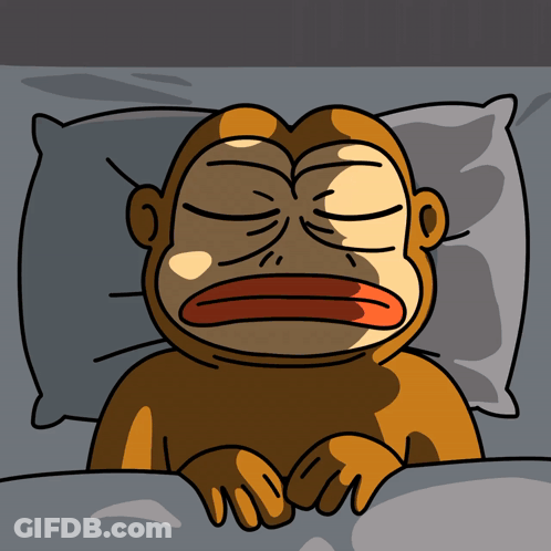 A Cartoon Of A Monkey Sleeping In A Bed GIF