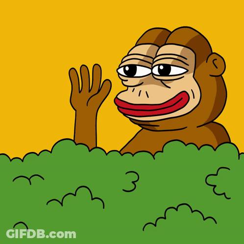 A Cartoon Of A Monkey Waving From Behind A Bush With The Number 3 On It GIF