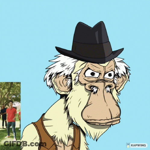 A Cartoon Of A Monkey Wearing A Hat With The Words 10 Et Incc GIF