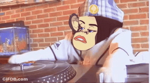 A Cartoon Of A Monkey Wearing A Plaid Hat Is Playing A Record GIF
