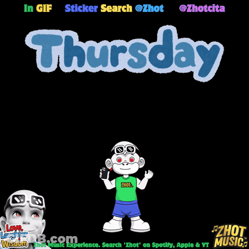 A Cartoon Of A Monkey Wearing A Shirt That Says Thursday On It GIF