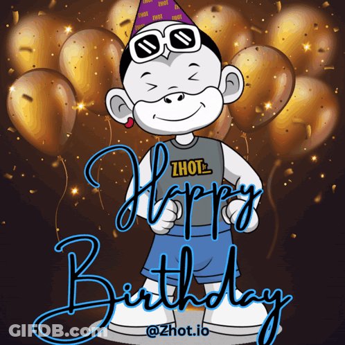 A Cartoon Of A Monkey Wearing A Shirt That Says " Zhot " GIF