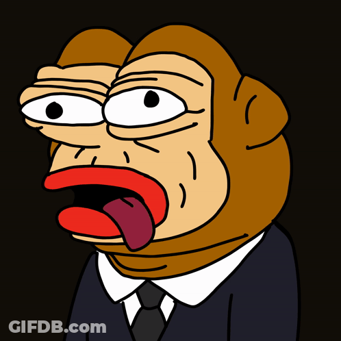 A Cartoon Of A Monkey Wearing A Suit And Tie With His Tongue Out GIF