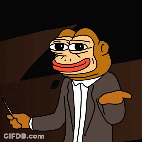 A Cartoon Of A Monkey Wearing A Suit Holding A Knife GIF