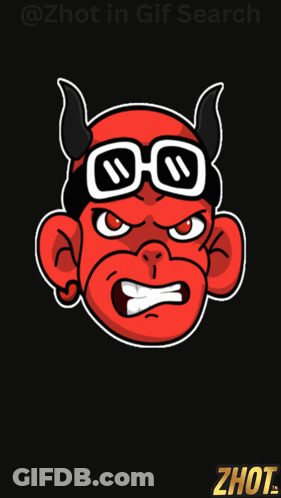 A Cartoon Of A Monkey Wearing Goggles And Horns With The Words Zhot In Gif Search Below It GIF