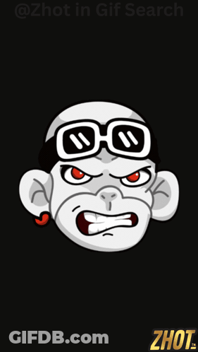 A Cartoon Of A Monkey Wearing Goggles With The Hashtag Zhot In The Corner GIF