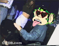 A Cartoon Of A Monkey Wearing Sunglasses And A Crop Top GIF