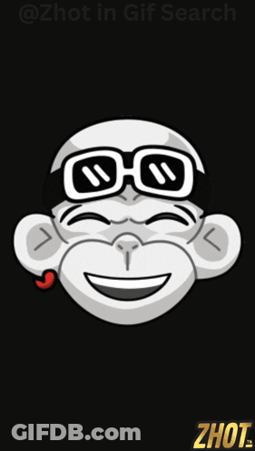 A Cartoon Of A Monkey Wearing Sunglasses And Smiling With The Word Zhot Below It GIF