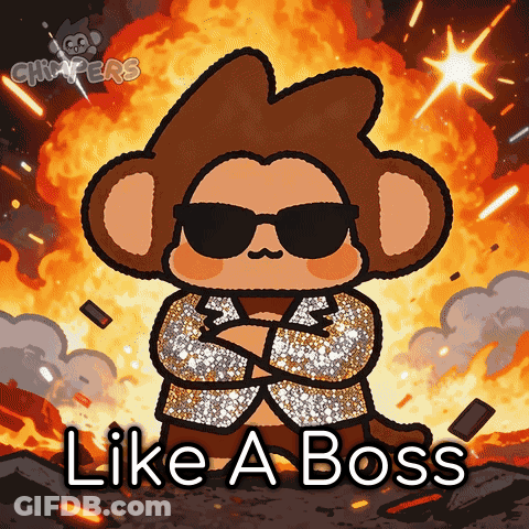 A Cartoon Of A Monkey Wearing Sunglasses With The Words Like A Boss Below It GIF