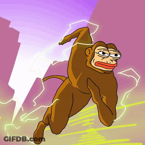 A Cartoon Of A Monkey With A Lightning Bolt Behind It GIF