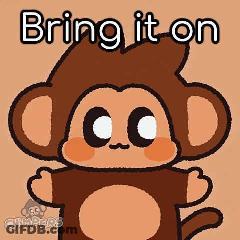 A Cartoon Of A Monkey With The Words Bring It On Above It GIF