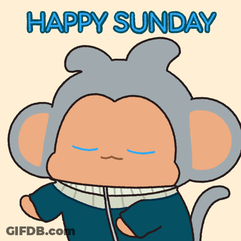 A Cartoon Of A Monkey With The Words Happy Sunday Above It GIF