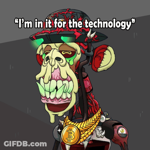 A Cartoon Of A Monkey With The Words " I 'M In It For The Technology " At The Top GIF