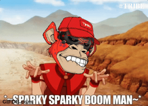 A Cartoon Of A Monkey With The Words Sparky Sparky Boom Man On The Bottom GIF