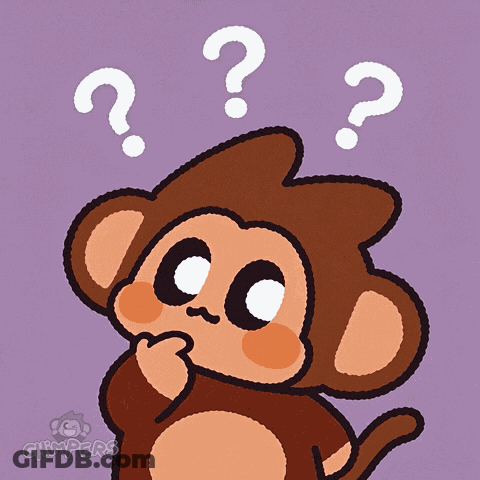 A Cartoon Of A Monkey With Three Question Marks Above His Head GIF
