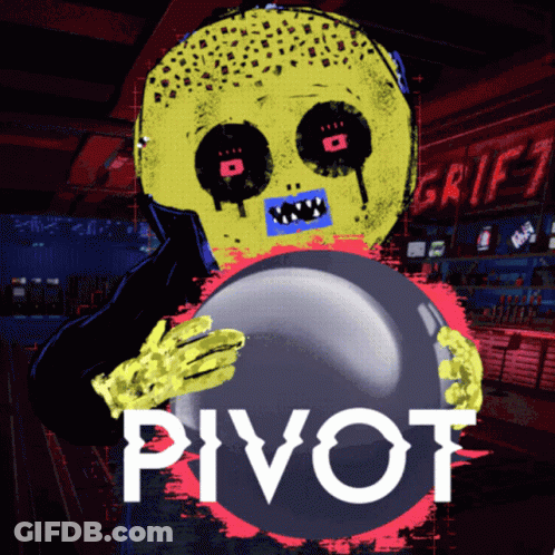 A Cartoon Of A Monster Holding A Bowling Ball With The Word Pivot Below It GIF