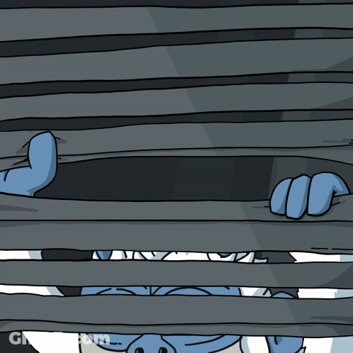 A Cartoon Of A Monster Peeking Through A Fence GIF