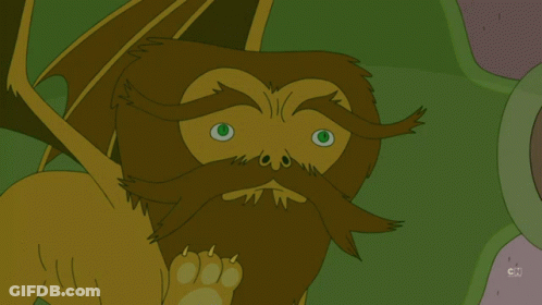 A Cartoon Of A Monster With A Beard Says " I Need Therapy " GIF
