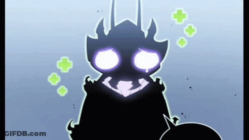 A Cartoon Of A Monster With Purple Eyes And Green Crosses Around It . GIF