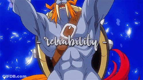 A Cartoon Of A Monster With The Word Reliability Written On It GIF