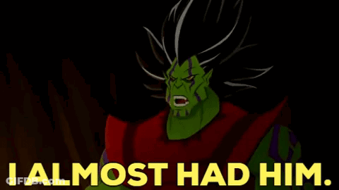 A Cartoon Of A Monster With The Words " I Almost Had Him " Below It GIF