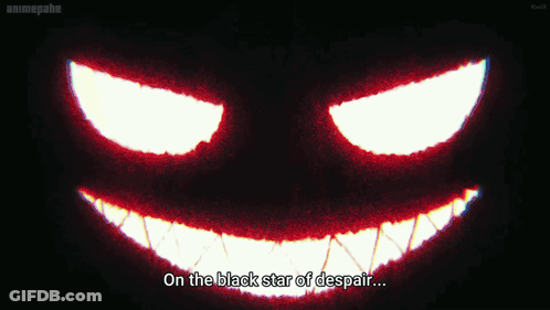 A Cartoon Of A Monster With The Words On The Black Star Of Despair On The Bottom GIF