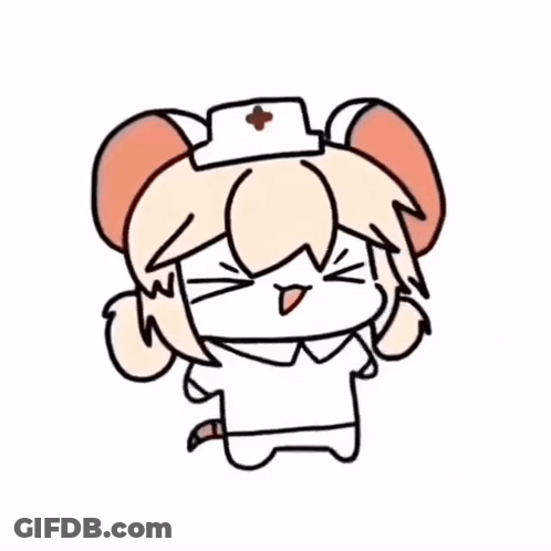 A Cartoon Of A Mouse Wearing A Nurse 'S Hat And A White Shirt . GIF