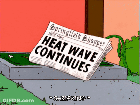 A Cartoon Of A Newspaper With The Headline Heat Wave Continues GIF