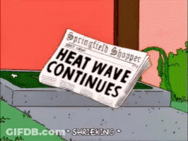 A Cartoon Of A Newspaper With The Headline Heat Wave Continues GIF