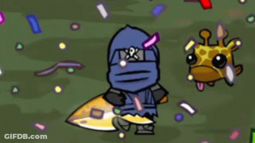 A Cartoon Of A Ninja Holding A Sword And A Giraffe With The Letter T On It GIF