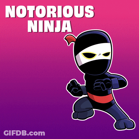 A Cartoon Of A Ninja With The Words Notorious Ninja Above Him GIF