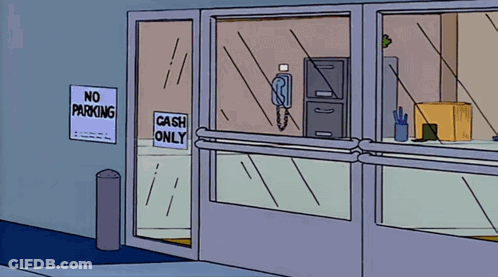 A Cartoon Of A No Parking Sign And A Cash Only Sign GIF