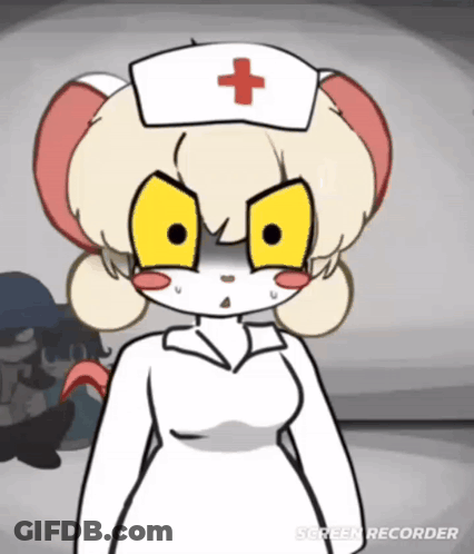 A Cartoon Of A Nurse With A Cross On Her Hat GIF