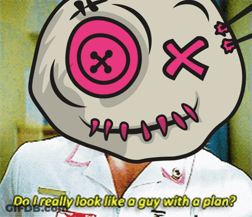 A Cartoon Of A Nurse With A Pink Button On Her Head And The Words Do I Really Look Like A Guy With A Plan GIF