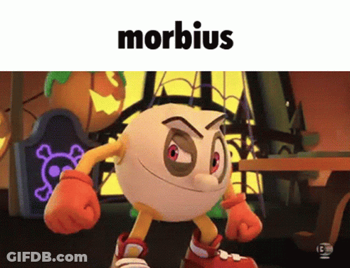 A Cartoon Of A Pac Man With The Word Morbidus Above Him GIF