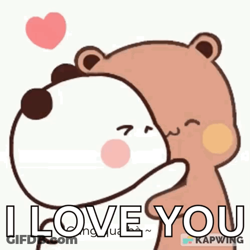 A Cartoon Of A Panda And A Brown Bear Hugging Each Other With The Words `` I Love You '' . GIF