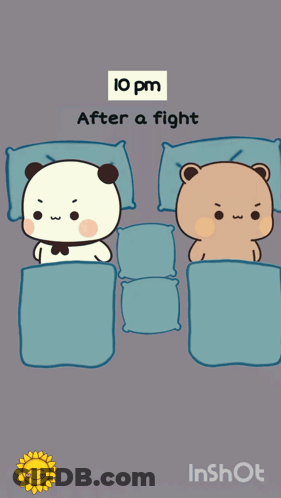 A Cartoon Of A Panda And A Brown Bear Laying In A Bed GIF