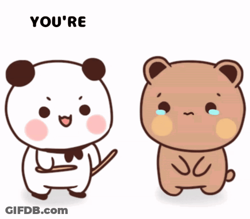 A Cartoon Of A Panda And A Brown Bear With The Words Rather And Miu GIF